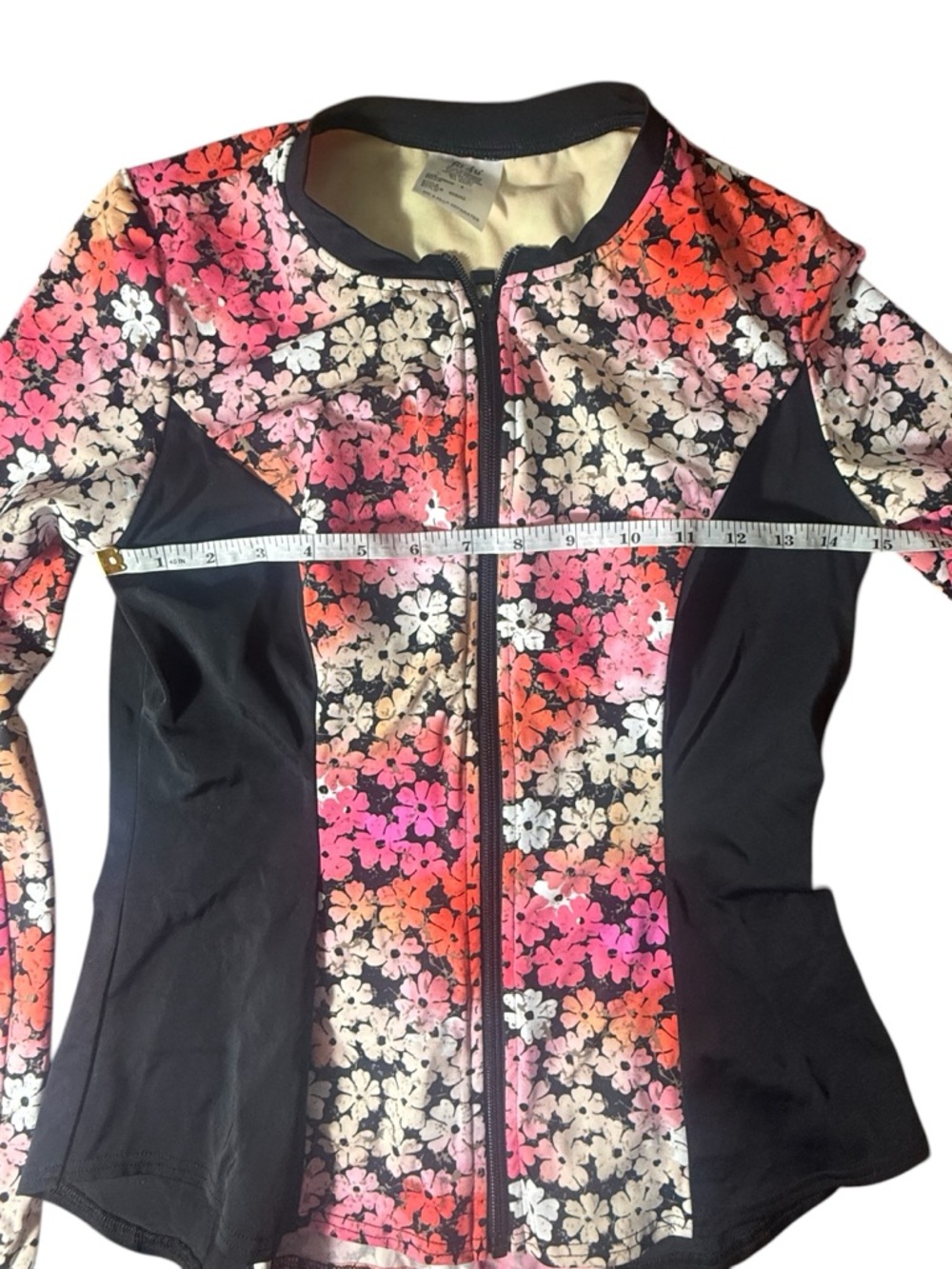 Fit4U Floral Zip Rash Guard Size 8 Fits Size 4 Built-In Bra Pink Multi-Color - Picture 6 of 8